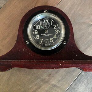 Antique Vintage Phinney Walker Denver 8 day wind up model wooden desk clock